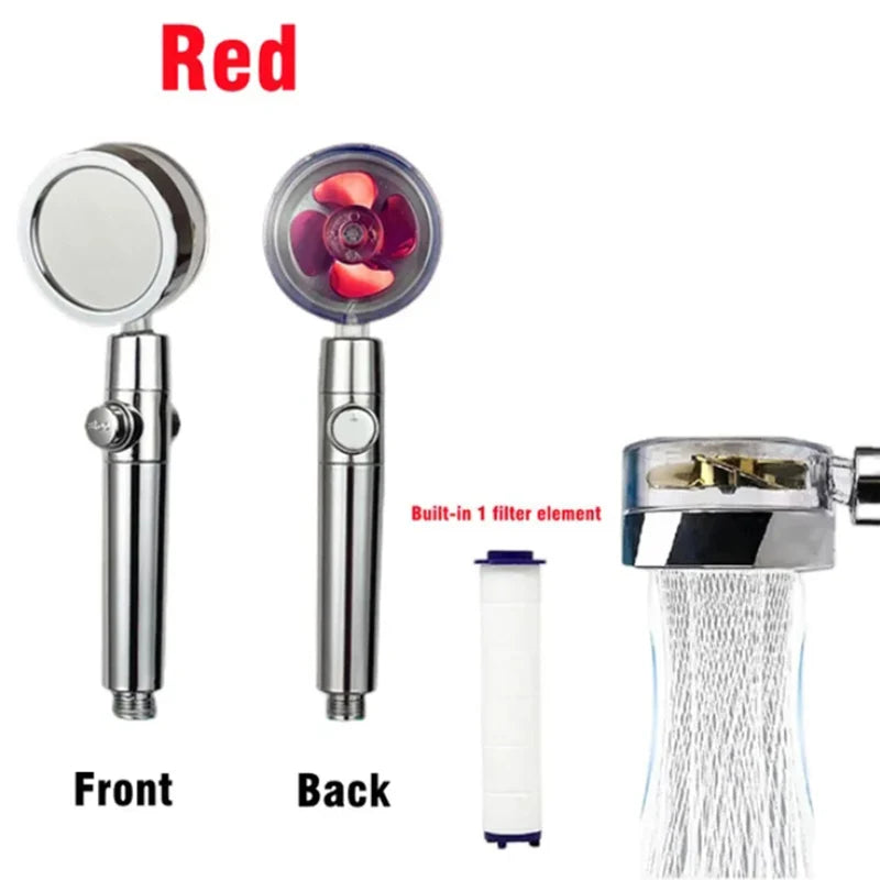 Pommeau de Douche à Turbine Rotative 360° avec Filtre Intégré, 25,5 cm