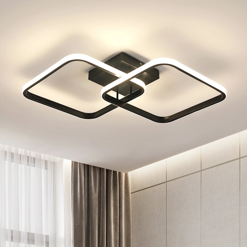 Plafonnier LED Cuisine Carré Design Argenté Noir