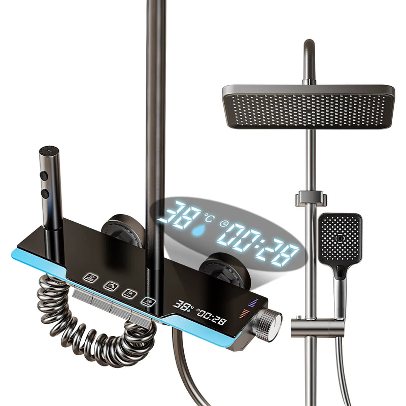 Colonne de Douche Grise Touches Piano Multi-Modes