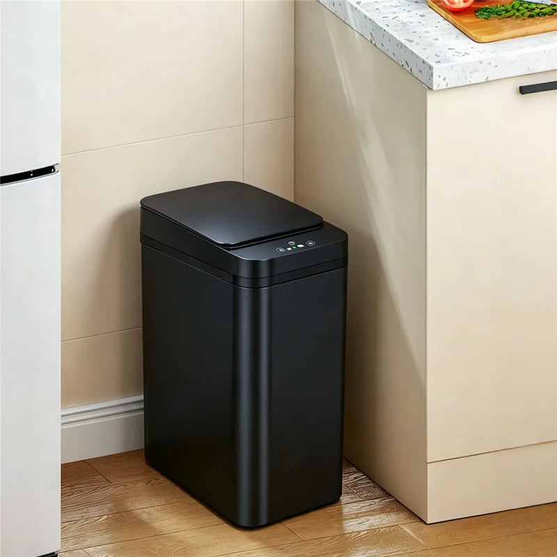Poubelle Salle de Bain Automatique Capteur de Mouvement 12L Couvercle