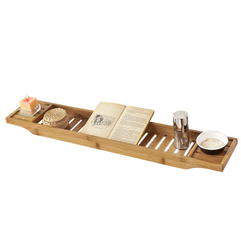 Pont de Baignoire en Bambou 80 cm avec Porte-Verre