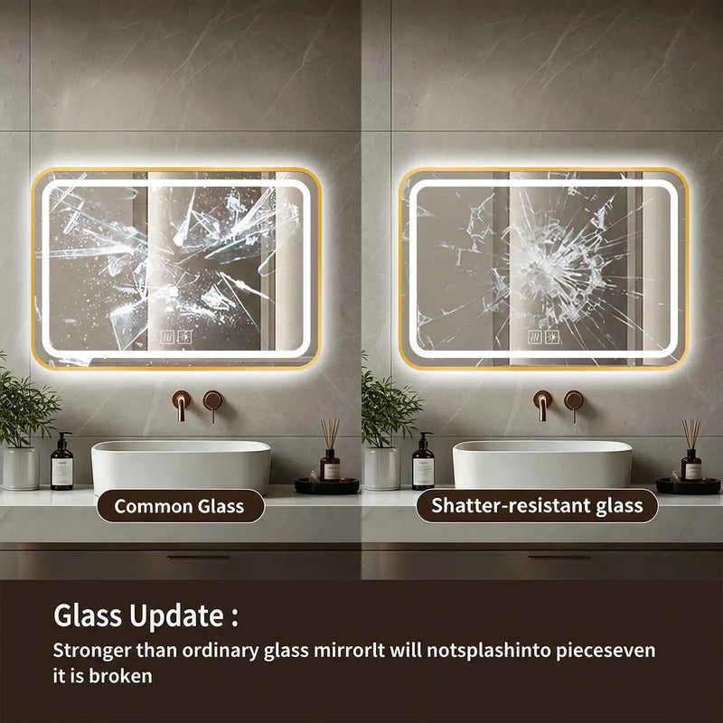 Miroir LED Salle de Bain Cadre Métal Tactile 70x100 cm