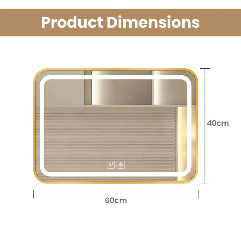 Miroir LED Salle de Bain Cadre Métal Tactile 70x100 cm