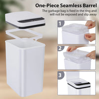 Poubelle Salle de Bain Capteur Tactile 12L sur Batterie