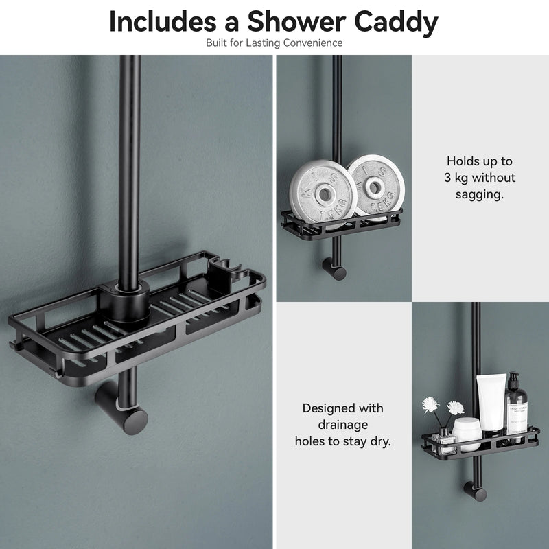 Barre de Douche Pivotante avec Étagère 70 cm