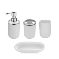Set Accessoires Salle de Bain Plastique Noir, Blanc ou Bleu, 4 ou 6 Pièces