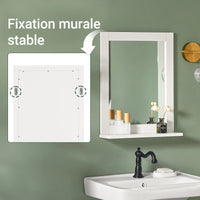 Miroir Salle de Bain avec Rangement Blanc 40 x 49 cm