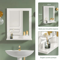 Miroir Salle de Bain avec Rangement Blanc 40 x 49 cm