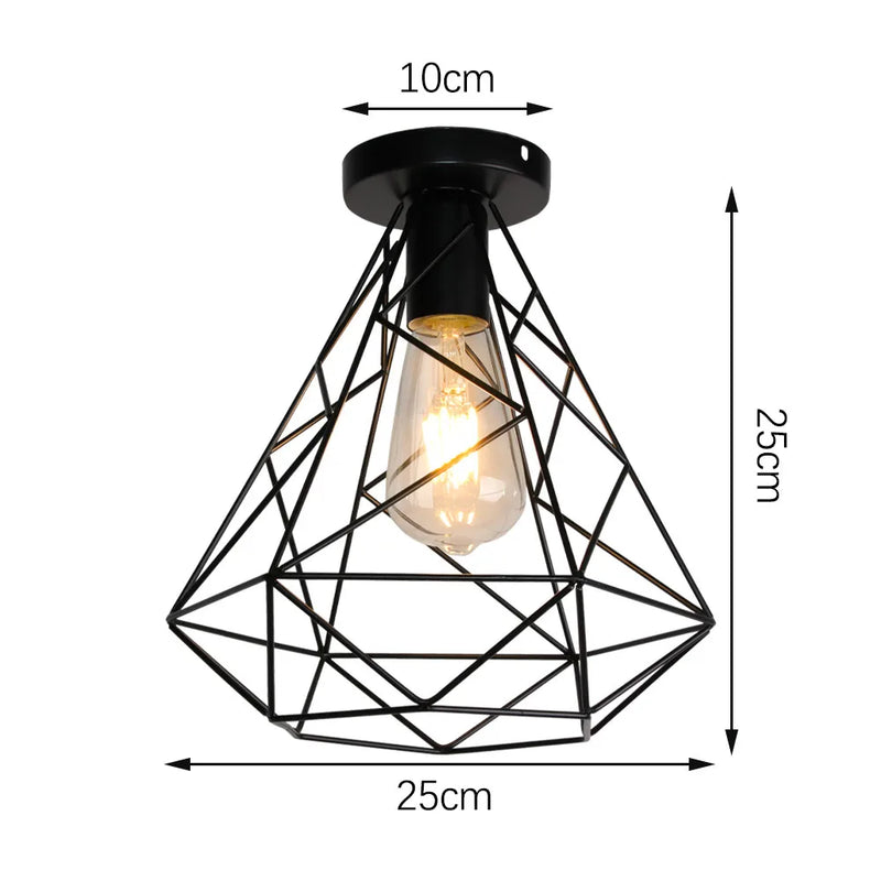 Plafonnier Cuisine Industriel Noir Semi-Encastré, Cage Métal, 25 Modèles au Choix
