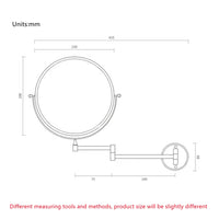 Miroir Grossissant Mural Laiton Pliable Télescopique Double Face