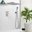 Douche Encastrable Nickel Brossé 2 ou 3 Voies, Pommeau Inox Carré