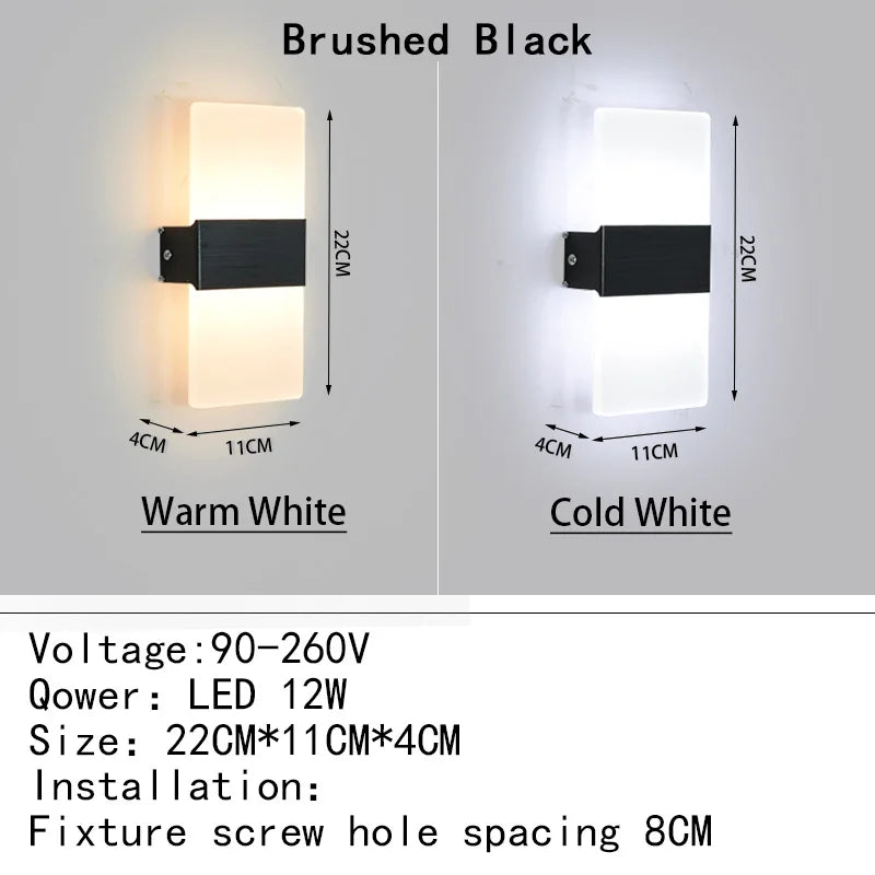 Applique Murale LED Acrylique Haut et Bas, 14 à 40 cm
