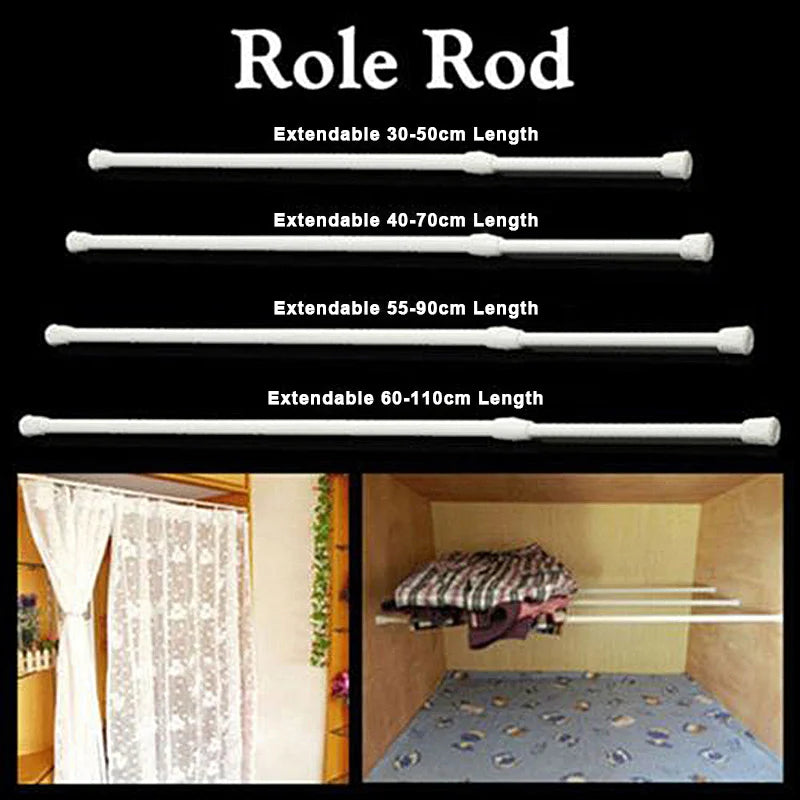 Barre de Rideau de Douche Extensible Multi-Usage, 18 à 90 cm