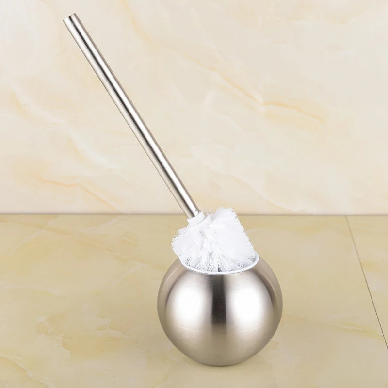 Brosse WC Inox avec Support Sphérique à Poser, Hauteur 37 cm