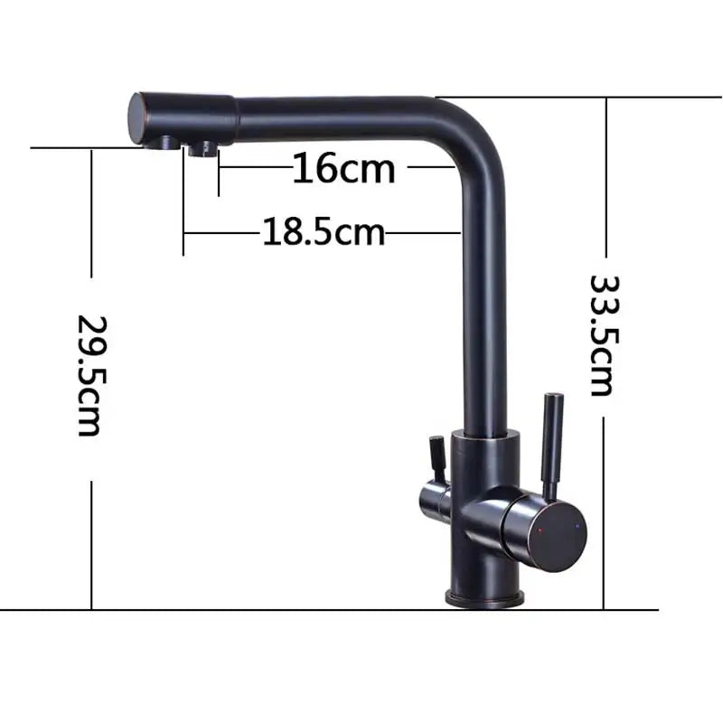 Mitigeur Cuisine 3 Voies Eau Filtrée, Double Poignée Pivotant 360°, 13 Finitions