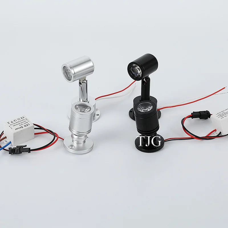 Mini Spot LED Orientable sous Meuble et Vitrine, 1 ou 3 W, Argent ou Noir