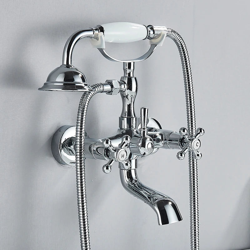 Robinet de Baignoire Laiton Cascade Dorée Style Rétro