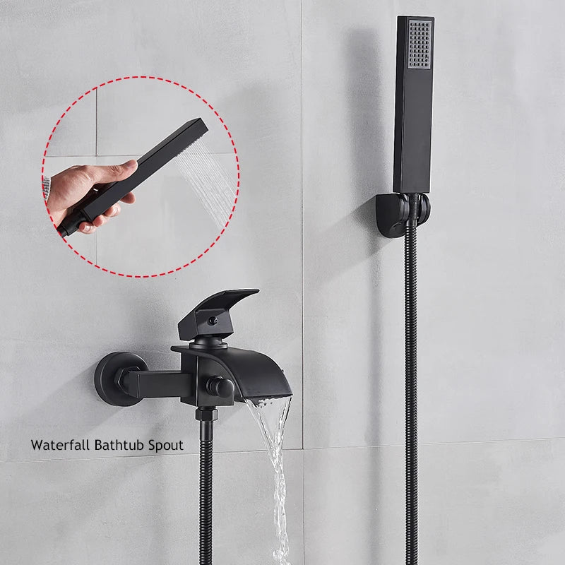 Robinet de Baignoire Mural Chromé Cascade Bain-Douche