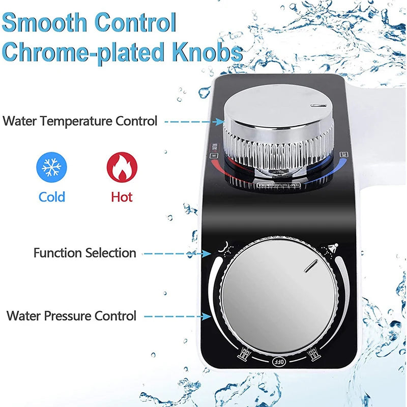 Bidet Non Électrique pour WC, Double Buse Autonettoyante, Eau Froide ou Chaude