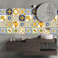 Lot de 16 Stickers Carrelage Adhésifs Motif Aquarelle