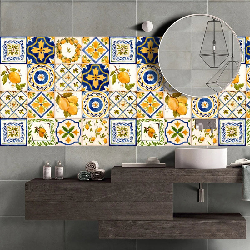 Lot de 16 Stickers Carrelage Adhésifs Motif Aquarelle