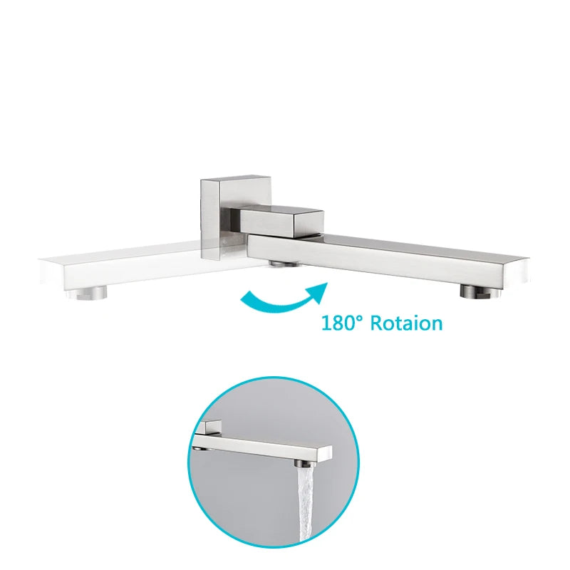 Douche Encastrable Nickel Brossé 2 ou 3 Voies, Pommeau Inox Carré