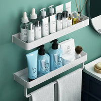 Étagère de Douche Murale avec Crochets et Barre
