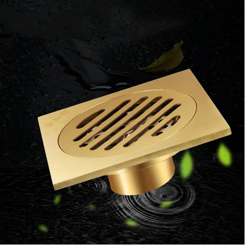 Caniveau de Douche Carré Anti-Odeur Inox 10 x 10 cm, Doré ou Chromé