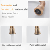Mitigeur Cuisine Rétro Eau Filtrée en Laiton, Col de Cygne, 4 Finitions