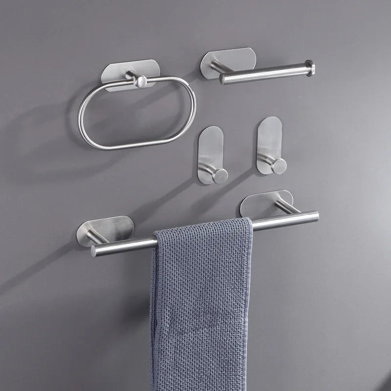 Accessoires Salle de Bain Sans Perçage à la Pièce ou en Ensemble, 3 Finitions