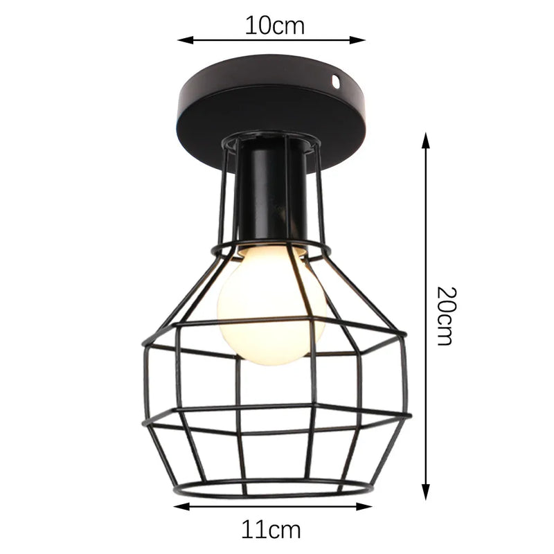 Plafonnier Cuisine Industriel Noir Semi-Encastré, Cage Métal, 25 Modèles au Choix