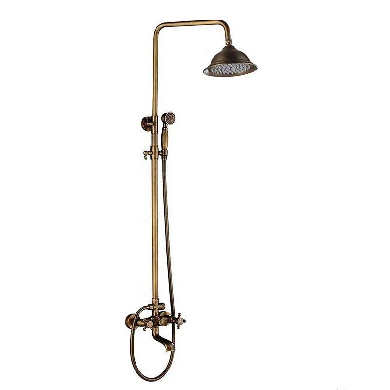 Colonne de Douche Rétro Laiton Antique avec Pommeau Pluie et Douchette