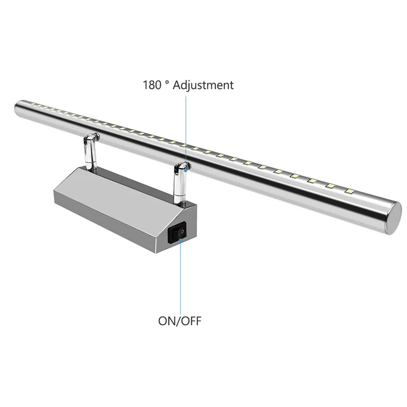 Applique Salle de Bain LED Inox pour Miroir, Orientable 40 et 55 cm