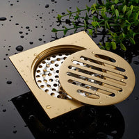 Caniveau de Douche Carré Anti-Odeur Inox 10 x 10 cm, Doré ou Chromé