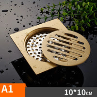 Caniveau de Douche Carré Anti-Odeur Inox 10 x 10 cm, Doré ou Chromé