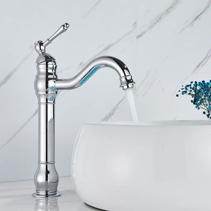 Mitigeur Lavabo Rétro Colonne Laiton Antique
