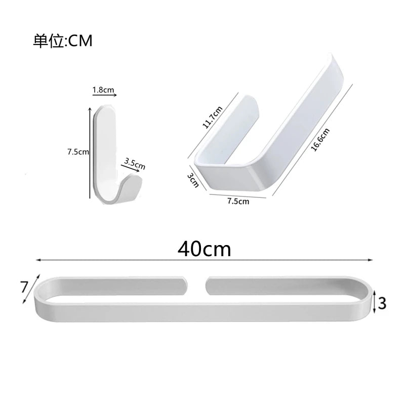 Kit Porte-Serviette Aluminium Blanc Sans Perçage