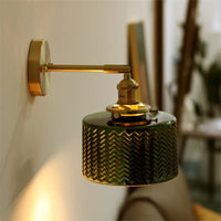Applique Salle de Bain Verre Vert Cuivre avec Interrupteur Style Nordique