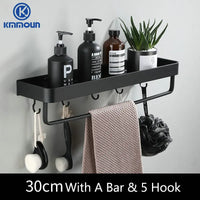Étagère de Douche Murale avec Crochets et Barre