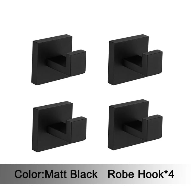 Accessoires Salle de Bain Noir Mat à la Pièce, 13 Articles