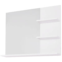 Miroir Salle de Bain Mural avec 3 Étagères Intégrées Blanc 60 cm