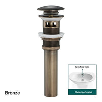 Bonde Lavabo Pop-Up Laiton 66 mm avec ou sans Trop-Plein, 8 Finitions