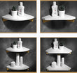 Étagère d'Angle Salle de Bain en Marbre Blanc avec Rangement