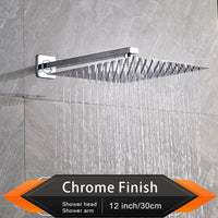 Pommeau de Douche Effet Pluie Carré Ultra-Plat, avec Bras Mural