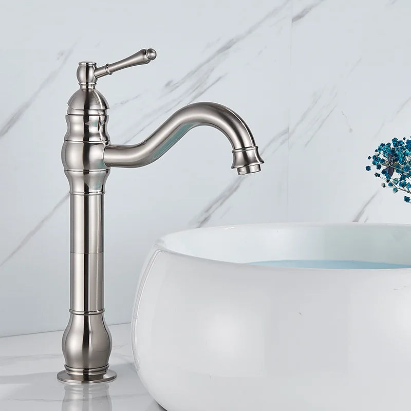 Mitigeur Lavabo Rétro Colonne Laiton Antique
