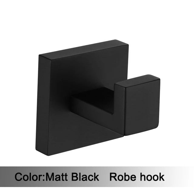 Accessoires Salle de Bain Noir Mat à la Pièce, 13 Articles