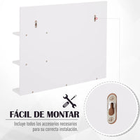 Miroir Salle de Bain Mural avec 3 Étagères Intégrées Blanc 60 cm