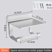 Porte-Papier Toilette Aluminium avec Étagère de Rangement