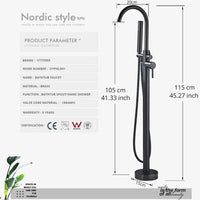 Robinet Baignoire Îlot avec Douchette et Inverseur, Laiton 115 cm