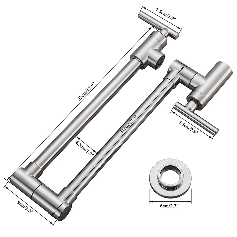 Robinet Remplisseur Mural Pliable Laiton, Une ou Deux Commandes, 4 Finitions